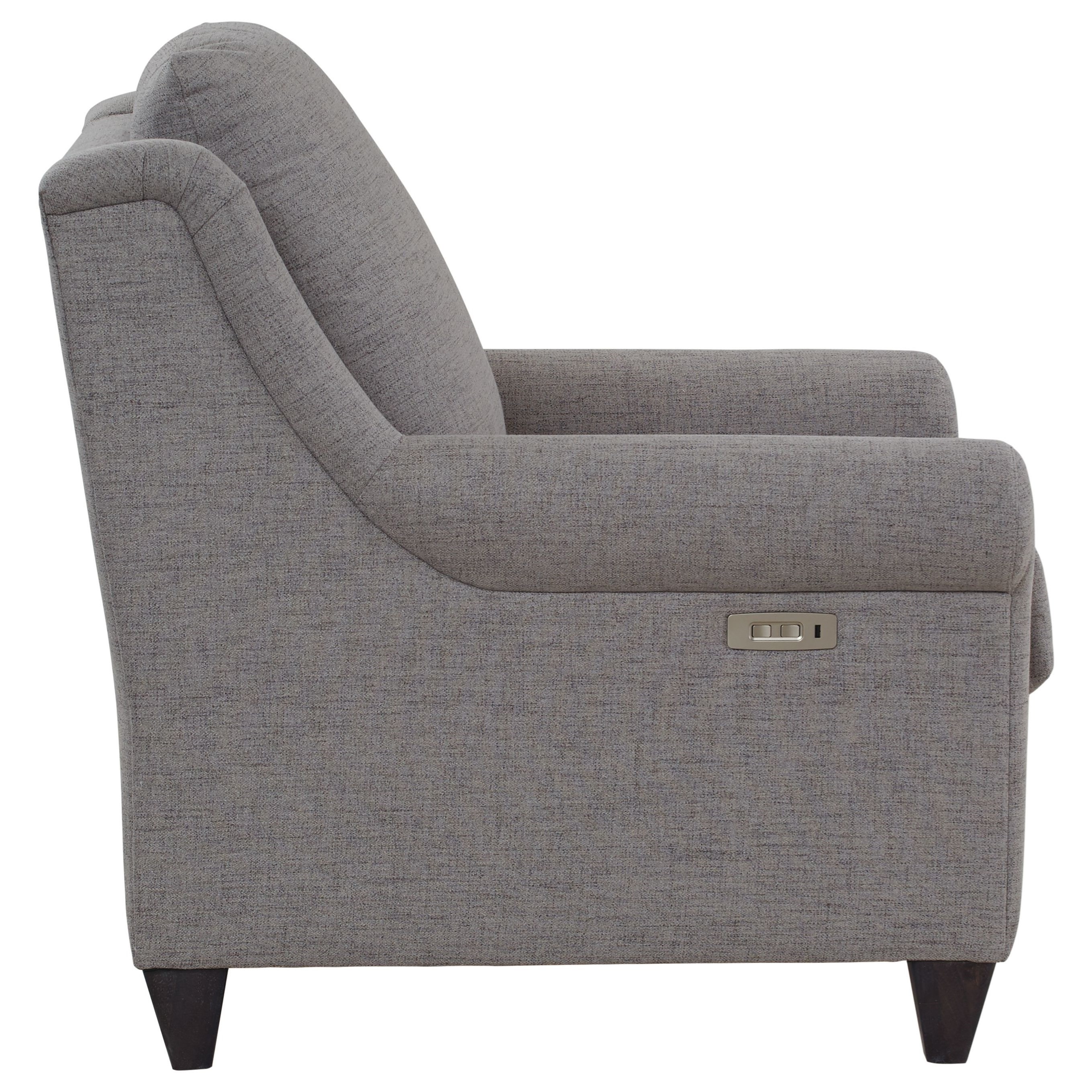 Bassett Magnificent Motion Customizable Power Headrest Recliner with Sock Arms and Tapered Legs